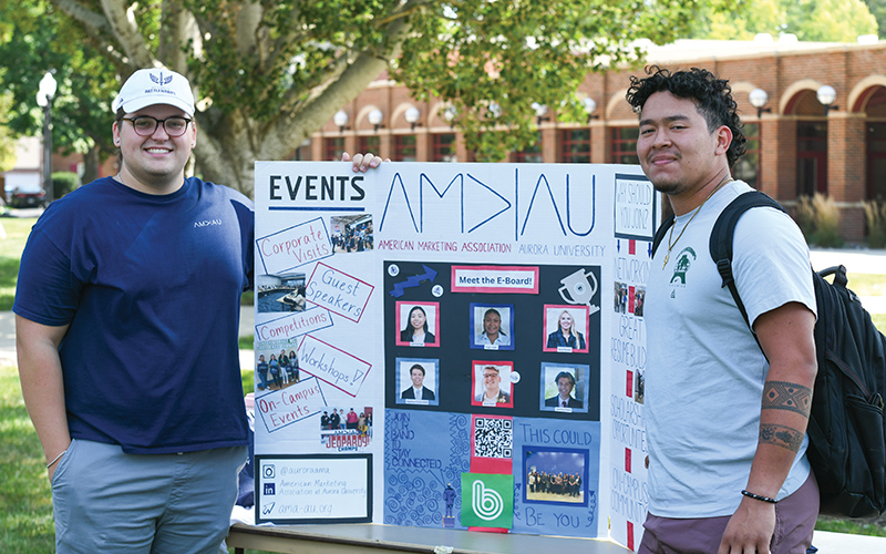 students representing their student org at the involvement fair