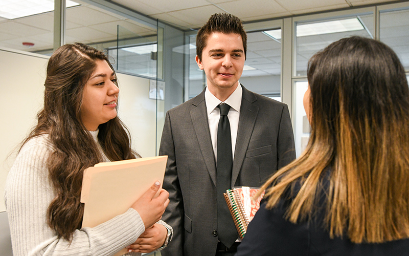 students in office setting