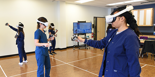 Nursing students in VR lab.